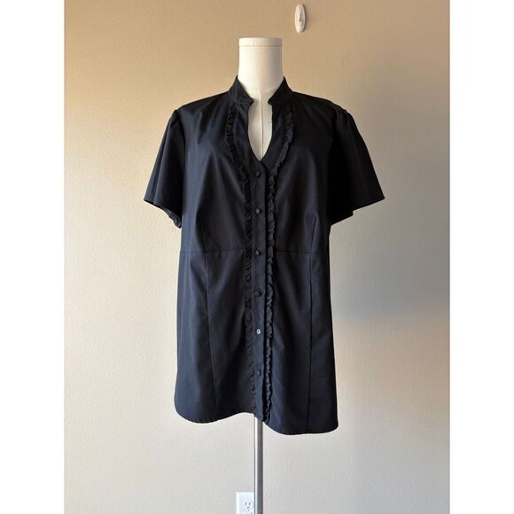 style & co plus stretchy button front short sleeve - Picture 2 of 8